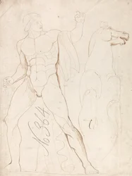 Classical Male Nude with a Rearing Horse